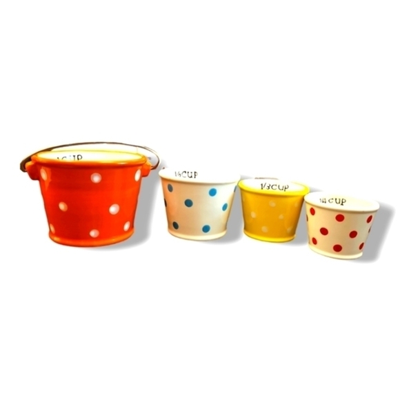 Pail Ceramic Polka-dot Measuring Cup Set - Picture 2 of 6